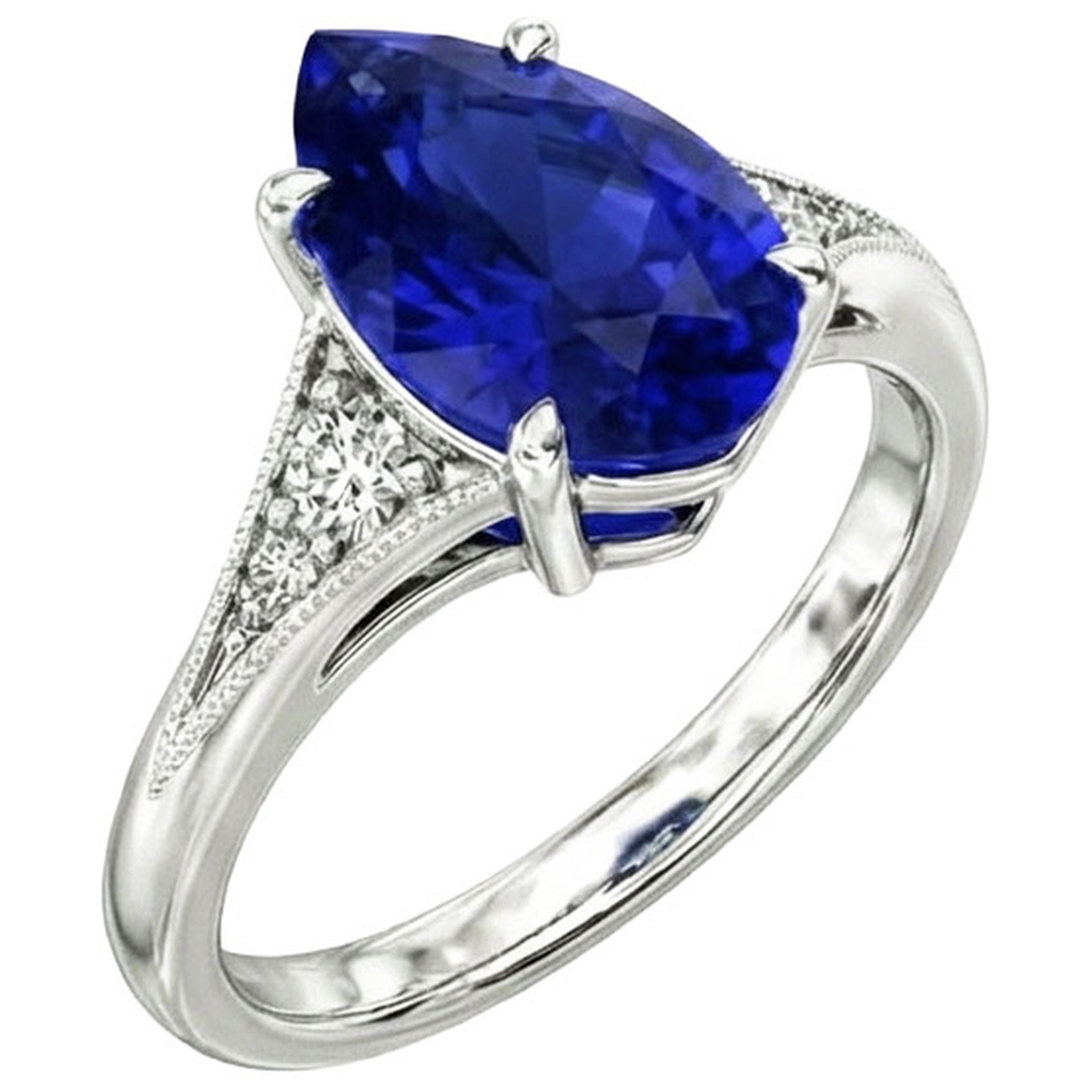 natural round sapphire 2.75ct ring close up detail