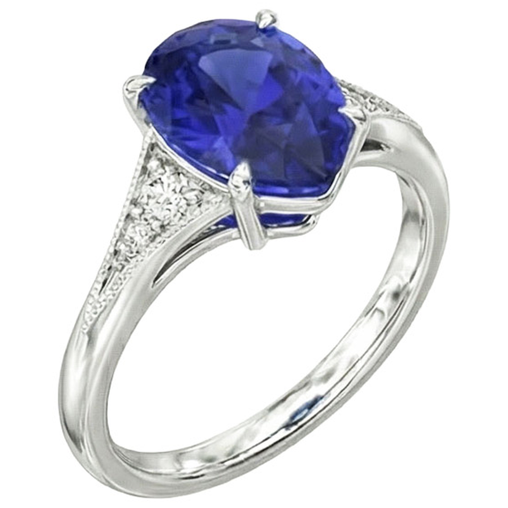 natural round sapphire 2.75ct ring top view