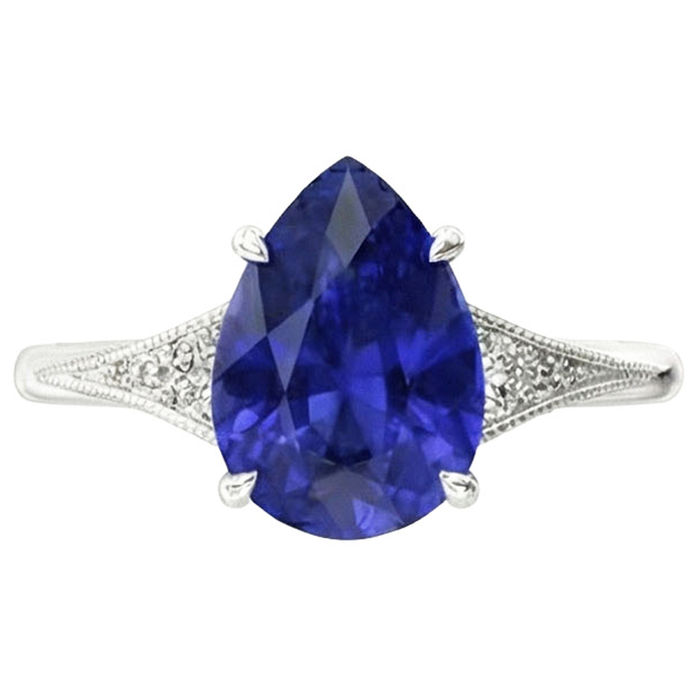 natural round sapphire 2.75ct ring profile view