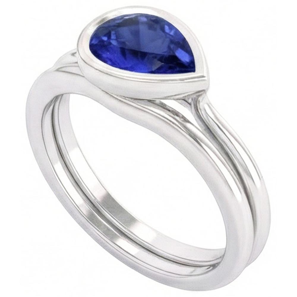 Cornflower Blue Sapphire Gemstone Ring 1.50-ct 14K White Gold – side view