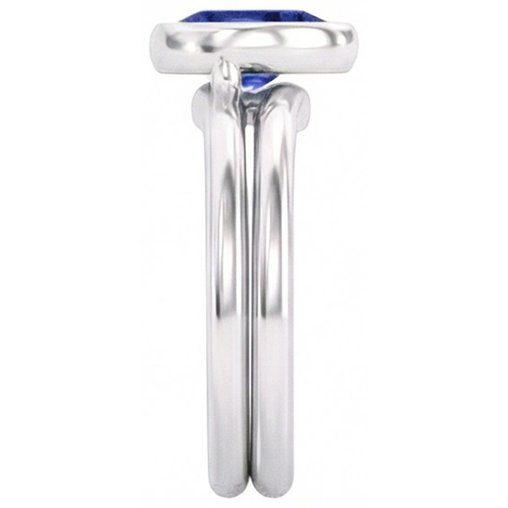Pear Cut Cornflower Blue Sapphire ring in 14K White Gold – angle view