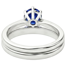 Blue Sapphire Wedding Ring Set Solitaire Pear Cut Sri Lankan 2 Carats