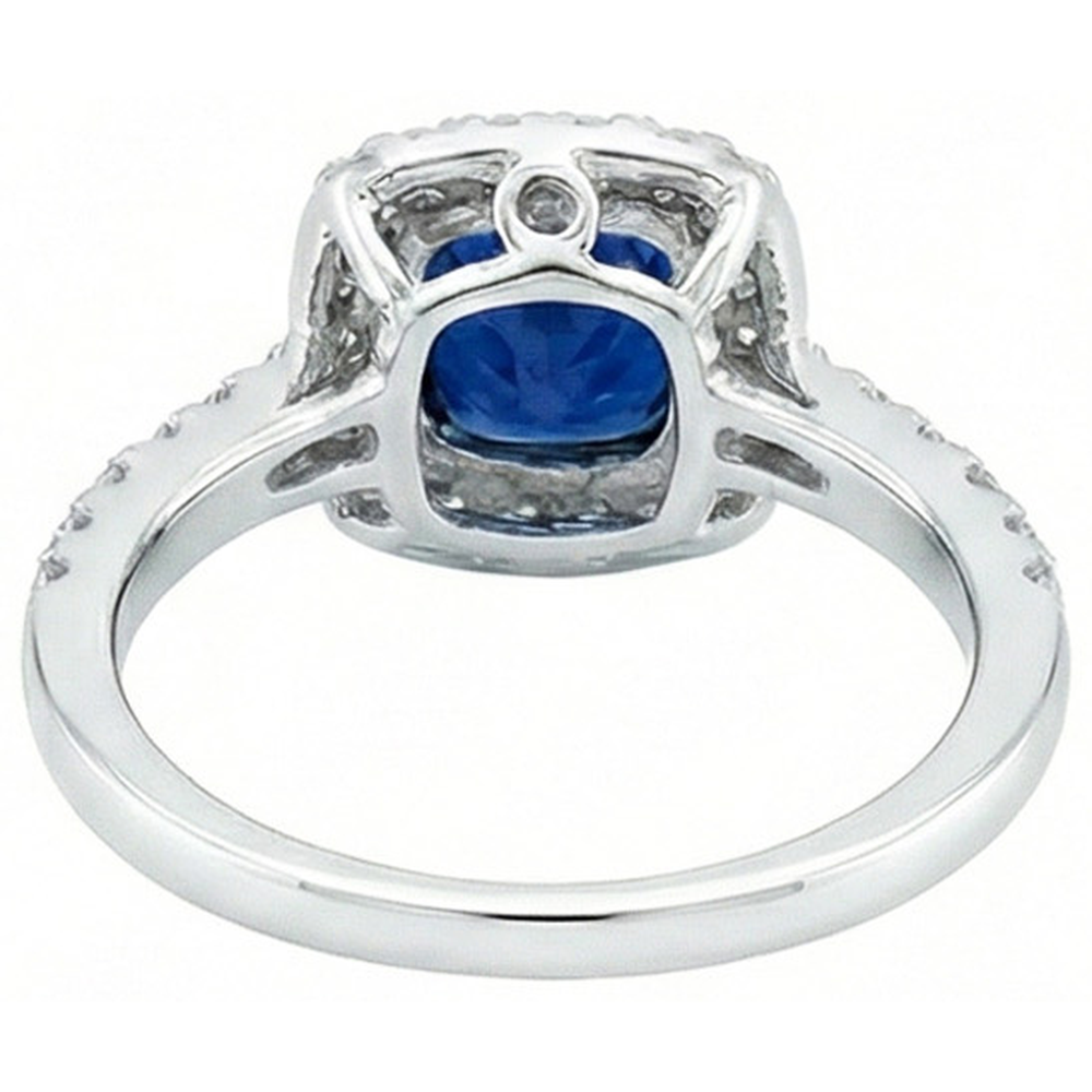 Blue Sapphire With Natural Earth Mined Diamonds 3.50 Ct Anniversary Ring White Gold 14K