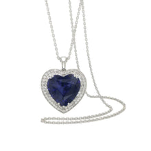 Royal Blue Sapphire Stone Pendant Necklace 4-ct 14K White Gold – side view