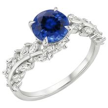 Blue Sapphire & Marquise Natural Earth Mined Diamond Ring 3 Carats New