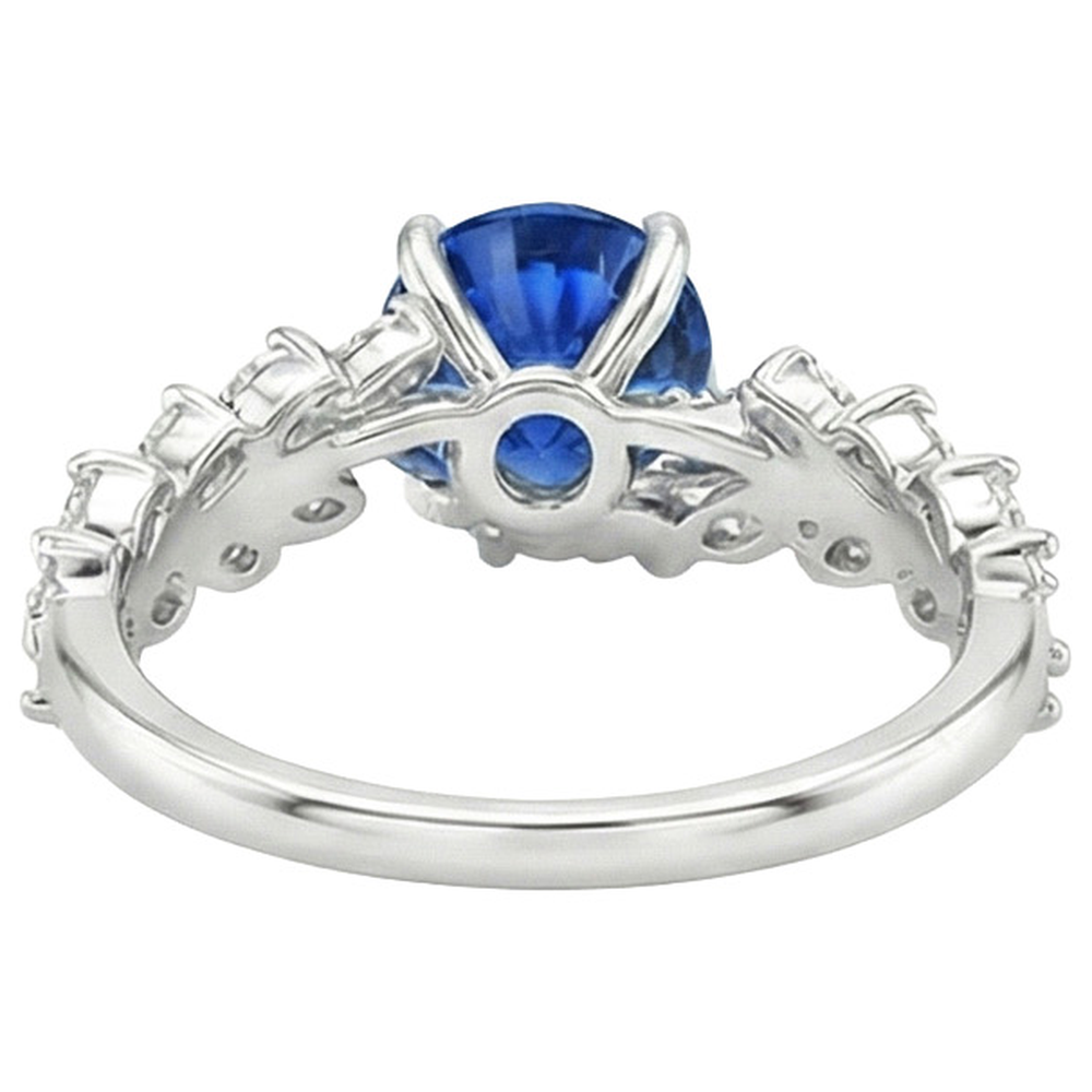 Blue Sapphire & Marquise Natural Earth Mined Diamond Ring 3 Carats New
