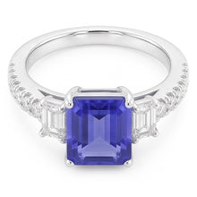 Blue Sapphire & Natural Earth Mined Diamond Ring 3 Stone Style & Accents 3.50 Carats