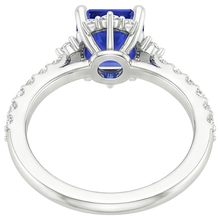 Blue Sapphire & Natural Earth Mined Diamond Ring 4.25 Carat Emerald Solitaire With Accents
