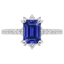 Blue Sapphire & Natural Earth Mined Diamond Ring 4.25 Carat Emerald Solitaire With Accents