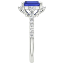 Blue Sapphire & Natural Earth Mined Diamond Ring 4.25 Carat Emerald Solitaire With Accents
