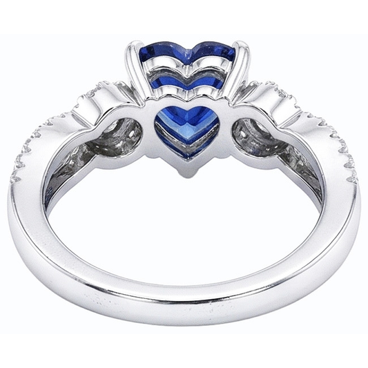 Blue Sapphire & Natural Earth Mined Diamond Ring 4.50 Carats White Gold 14K Jewellery