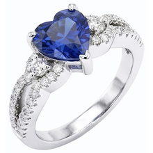 Blue Sapphire & Natural Earth Mined Diamond Ring 4.50 Carats White Gold 14K Jewellery