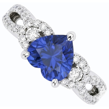 Blue Sapphire & Natural Earth Mined Diamond Ring 4.50 Carats White Gold 14K Jewellery