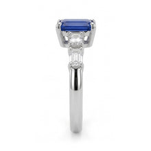 Blue Sapphire & Natural Earth Mined Diamond Ring Emerald 2.50 Carats 5 Stone Jewellery