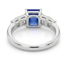 Blue Sapphire & Natural Earth Mined Diamond Ring Emerald 2.50 Carats 5 Stone Jewellery