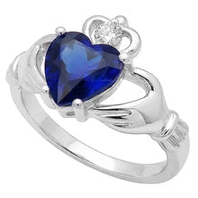 Blue Sapphire & Natural Earth Mined Diamond Ring Heart Shaped 2.25 Carats White Gold 14K