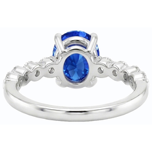 Blue Sapphire & Natural Earth Mined Diamond Ring Oval Shaped 4.50 Carats Women's Jewellery