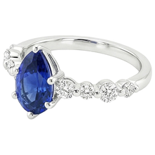 Blue Sapphire & Round Natural Earth Mined DIAMOND ( NOT LAB GROWN ) Engagement Ring With Accents 4.25 Carats