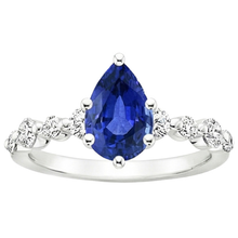 Blue Sapphire & Round Natural Earth Mined DIAMOND ( NOT LAB GROWN ) Engagement Ring With Accents 4.25 Carats
