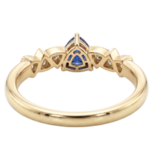 Blue Sapphire & Round Natural Earth Mined Diamond Ring Trillion Shaped 0.75 Carats