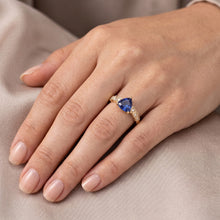 Blue Sapphire & Round Natural Earth Mined Diamond Ring Trillion Shaped 0.75 Carats