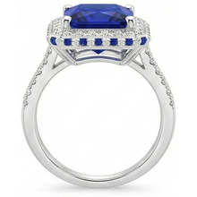 natural round sapphire 5.5ct ring on white background