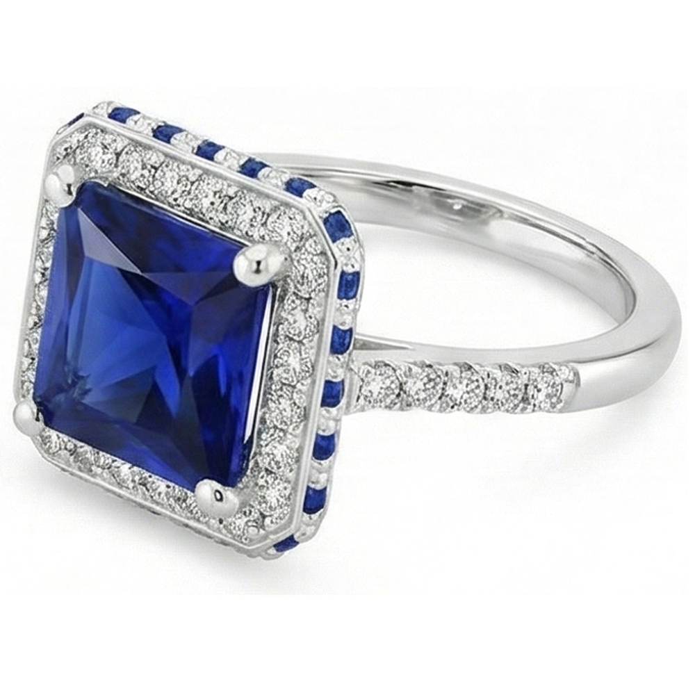 natural round sapphire 5.5ct ring top view