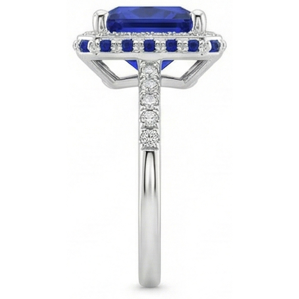 natural round sapphire 5.5ct ring profile view
