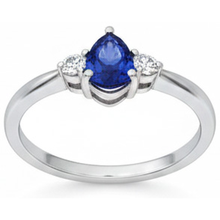Blue Shappire Natural Earth Mined Diamond Wedding Ring