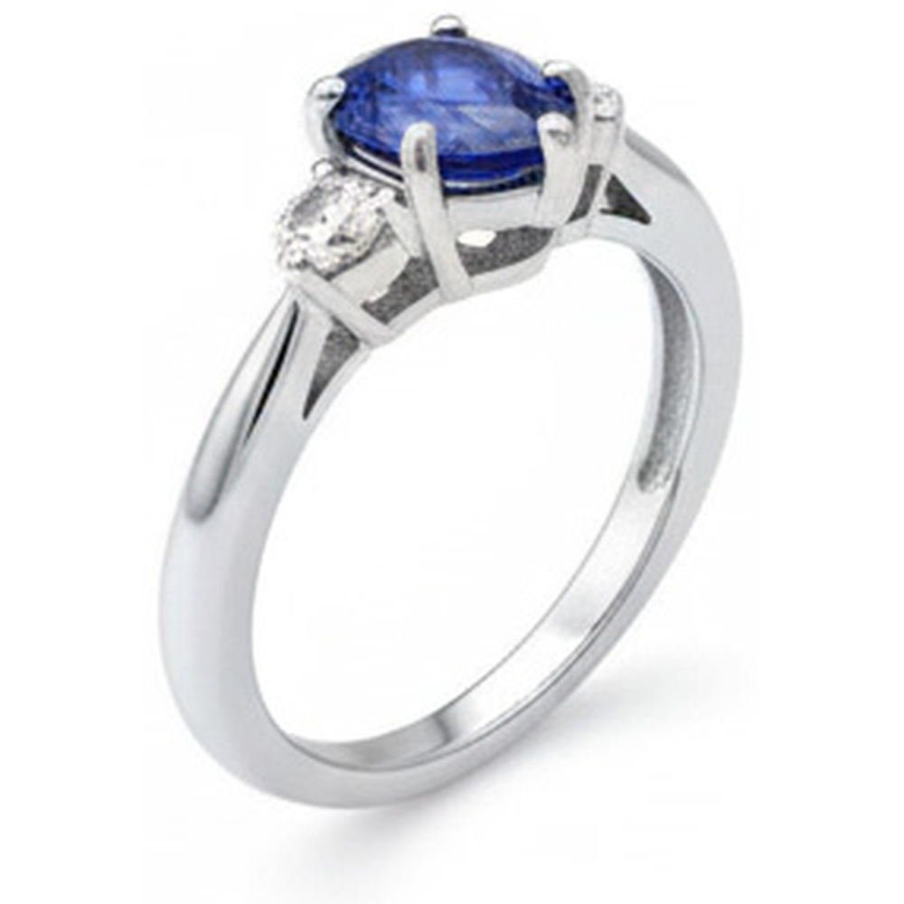 Blue Shappire Natural Earth Mined Diamond Wedding Ring