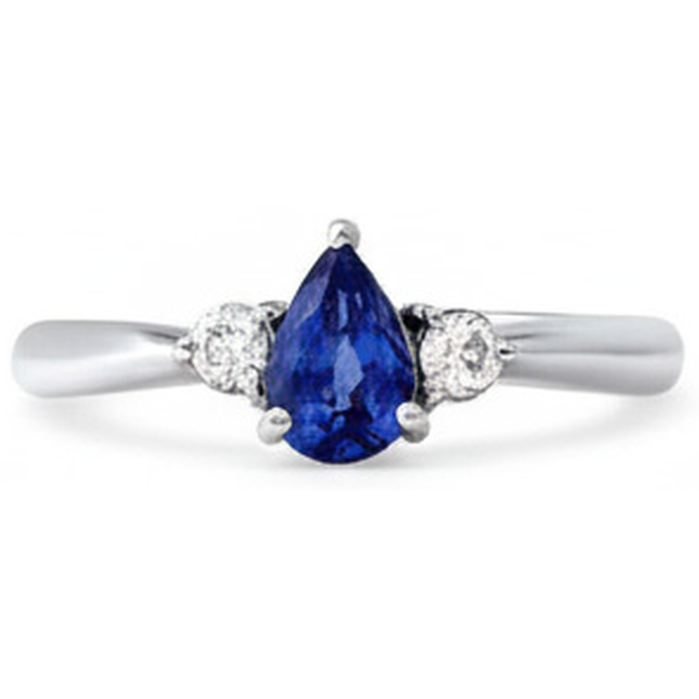 Blue Shappire Natural Earth Mined Diamond Wedding Ring