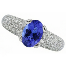 Blue Tanzanite Gemstone And Natural Earth Mined Diamond Ring 2.5 Ct Gold 14K