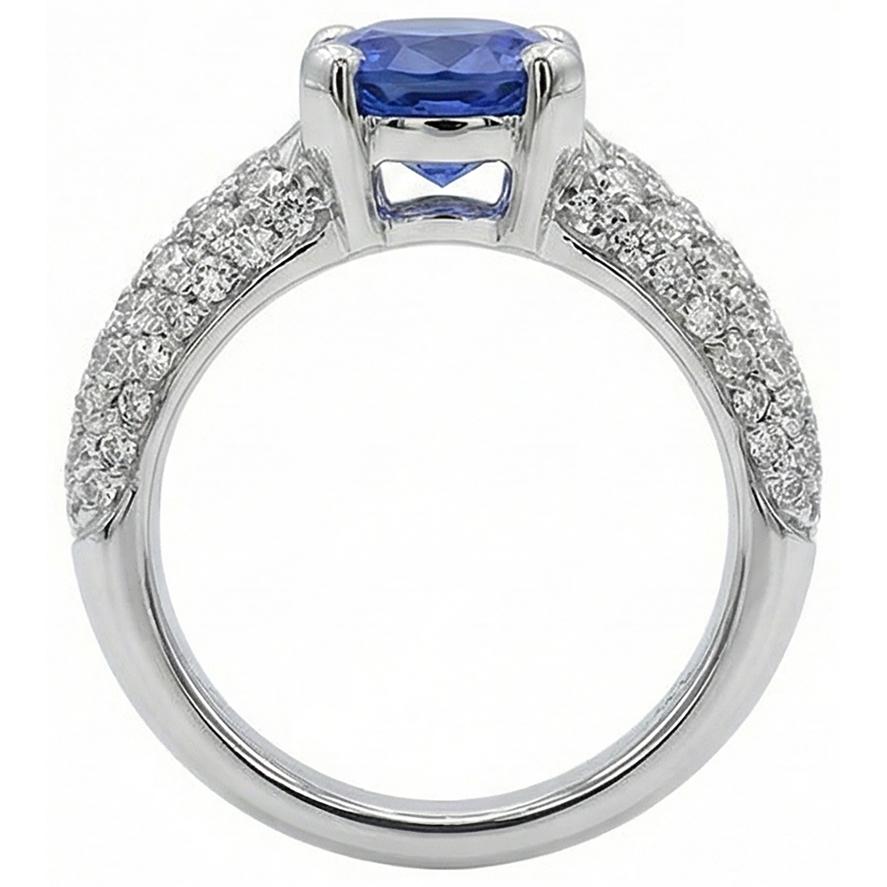 Blue Tanzanite Gemstone And Natural Earth Mined Diamond Ring 2.5 Ct Gold 14K