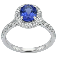 Blue Tanzanite With Natural Earth Mined Diamonds 10.75 Ct Wedding Ring White Gold 14K