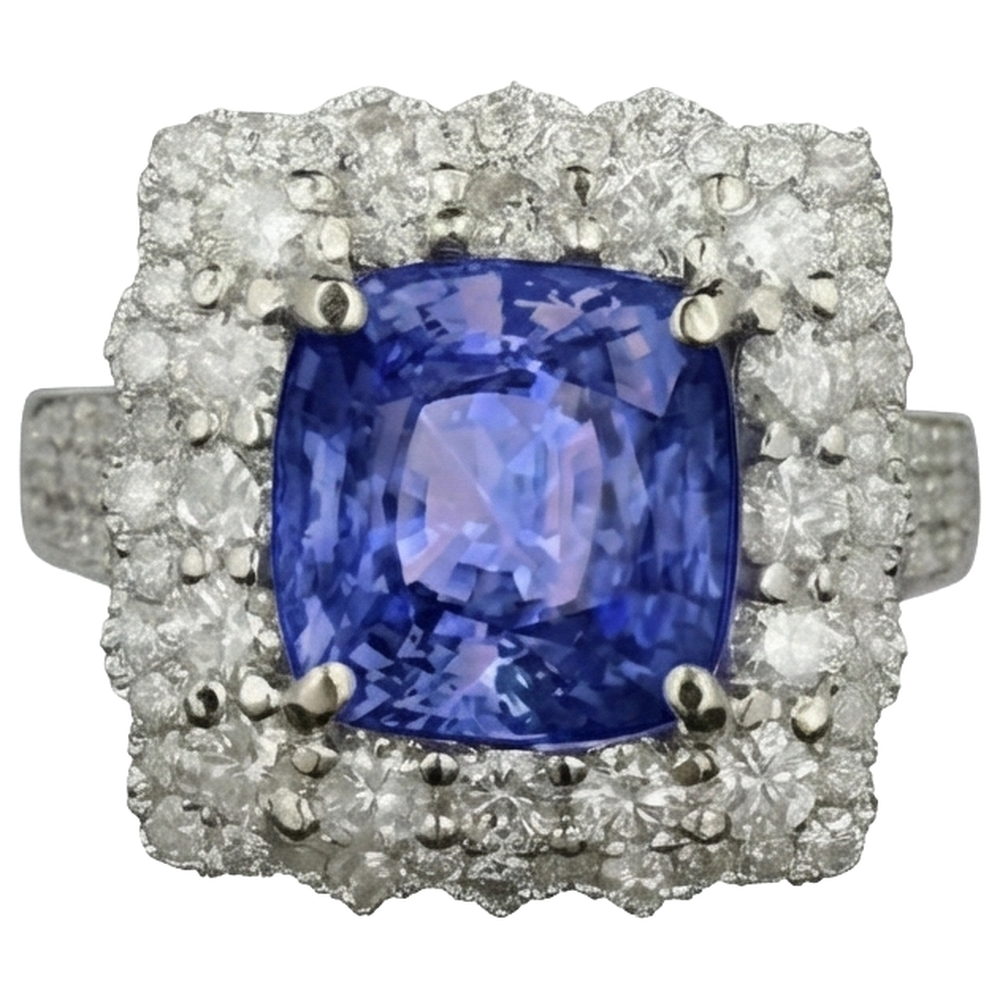 Blue Tanzanite With Natural Earth Mined Diamonds 9.75 Ct Wedding Ring Gold 14K