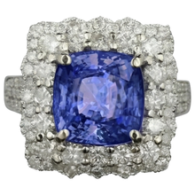 Blue Tanzanite With Natural Earth Mined Diamonds 9.75 Ct Wedding Ring Gold 14K