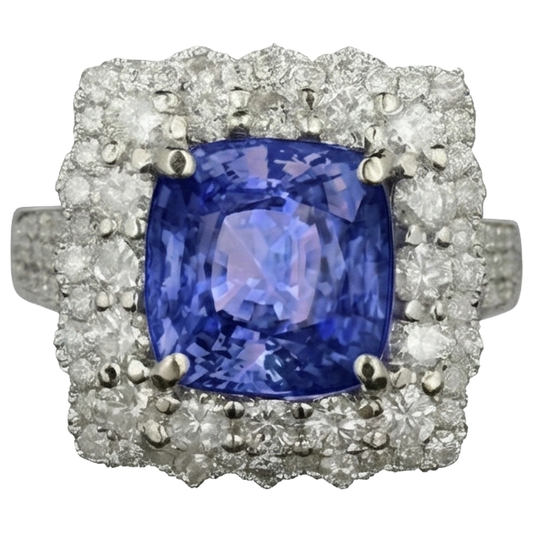 Blue Tanzanite With Natural Earth Mined Diamonds 9.75 Ct Wedding Ring Gold 14K