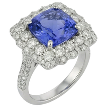 Blue Tanzanite With Natural Earth Mined Diamonds 9.75 Ct Wedding Ring Gold 14K