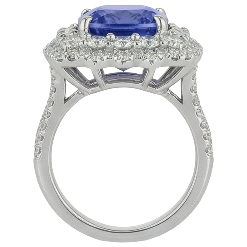 Blue Tanzanite With Natural Earth Mined Diamonds 9.75 Ct Wedding Ring Gold 14K