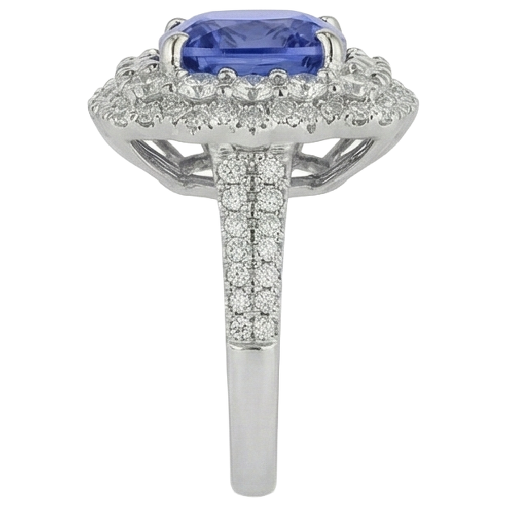 Blue Tanzanite With Natural Earth Mined Diamonds 9.75 Ct Wedding Ring Gold 14K