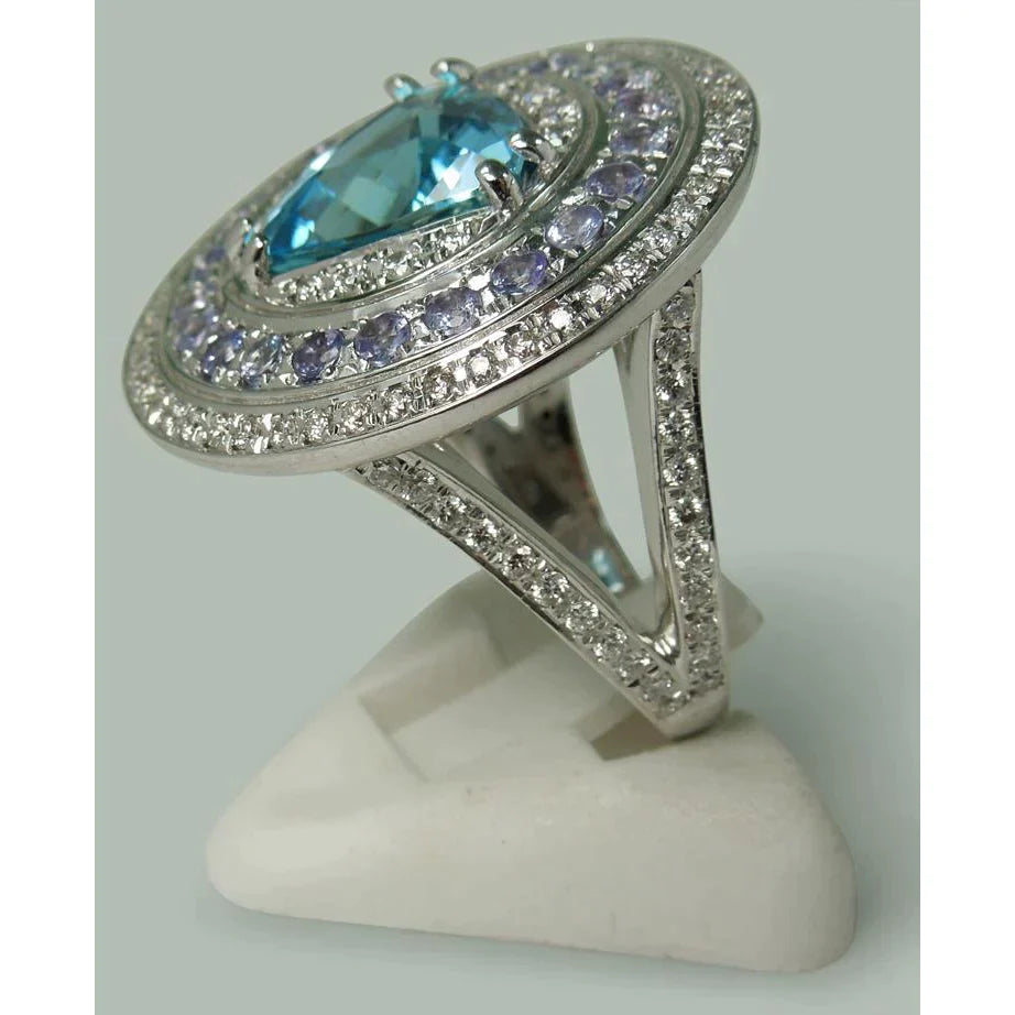 Blue Topaz Statement Piece Cocktail Ring