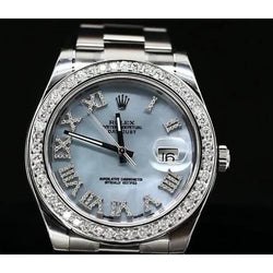 Blue Dial Mens Rolex Watch Stainless Steel Bracelet Date Just Ii