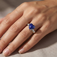 natural round sapphire 3ct ring with diamond accents