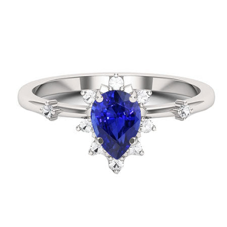 Natural Cornflower Blue Sapphire Colored Stone Ring 1.50 ct 14K White Gold – main view