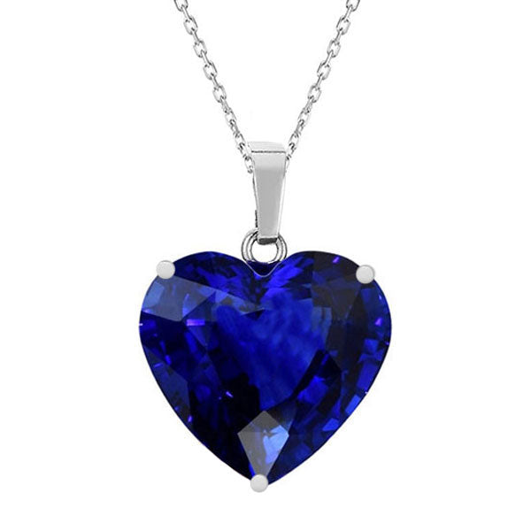 Gemstone Pendant 14K White Gold with Royal Blue Sapphire – main view