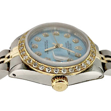 Blue Diamond Dial Bezel Rolex Ladies Watch Date Just Ss & Gold