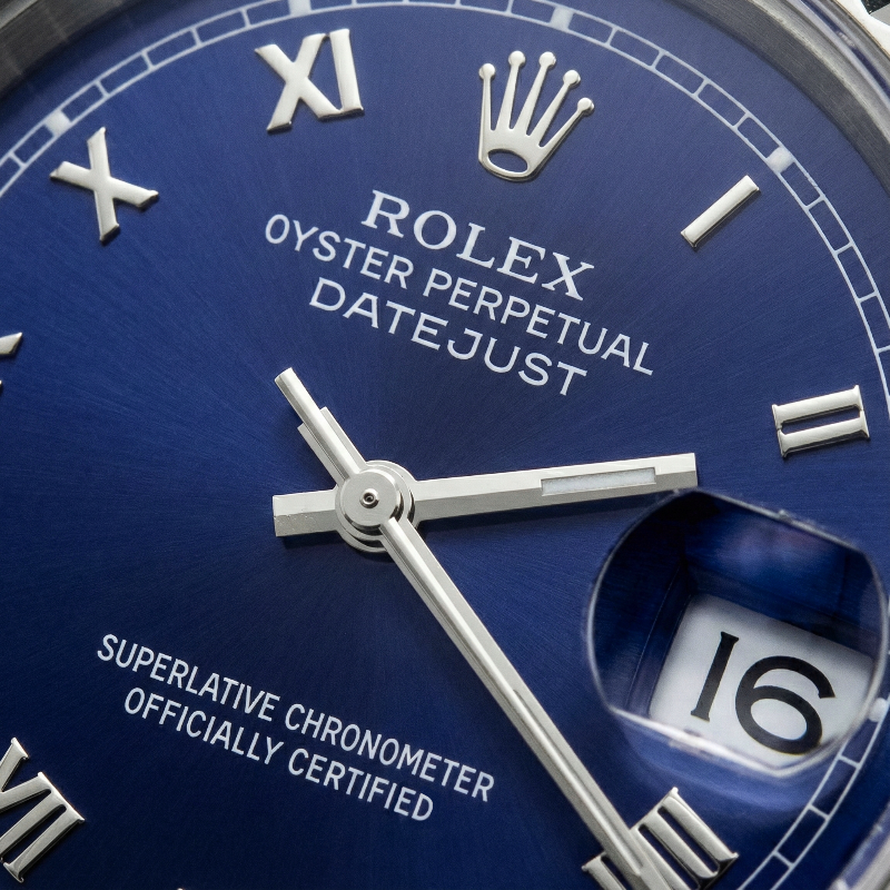 Blue Roman Dial Fluted Bezel Ladies Date Just Rolex Watch Ss