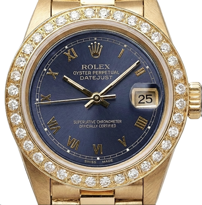 Blue Roman Dial Rolex Dj Presidential Style Watch Natural Earth Mined Diamond Bezel