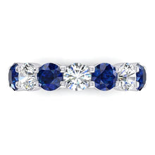 Blue Sapphire And Earth Mined Natural Diamond Gemstone Womens Band