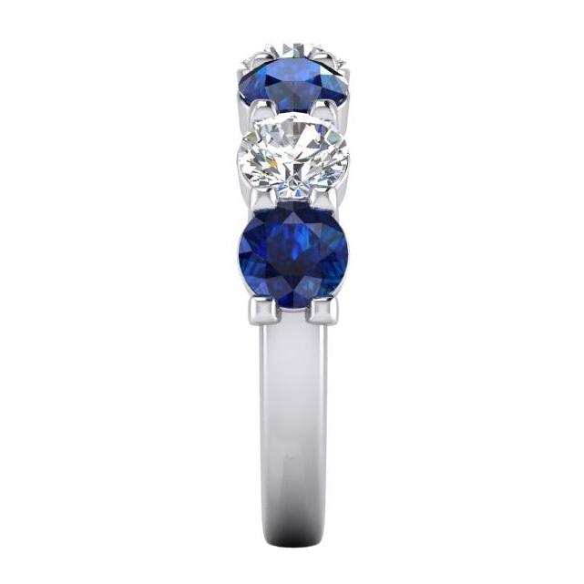 Blue Sapphire And Earth Mined Natural Diamond Gemstone Womens Band